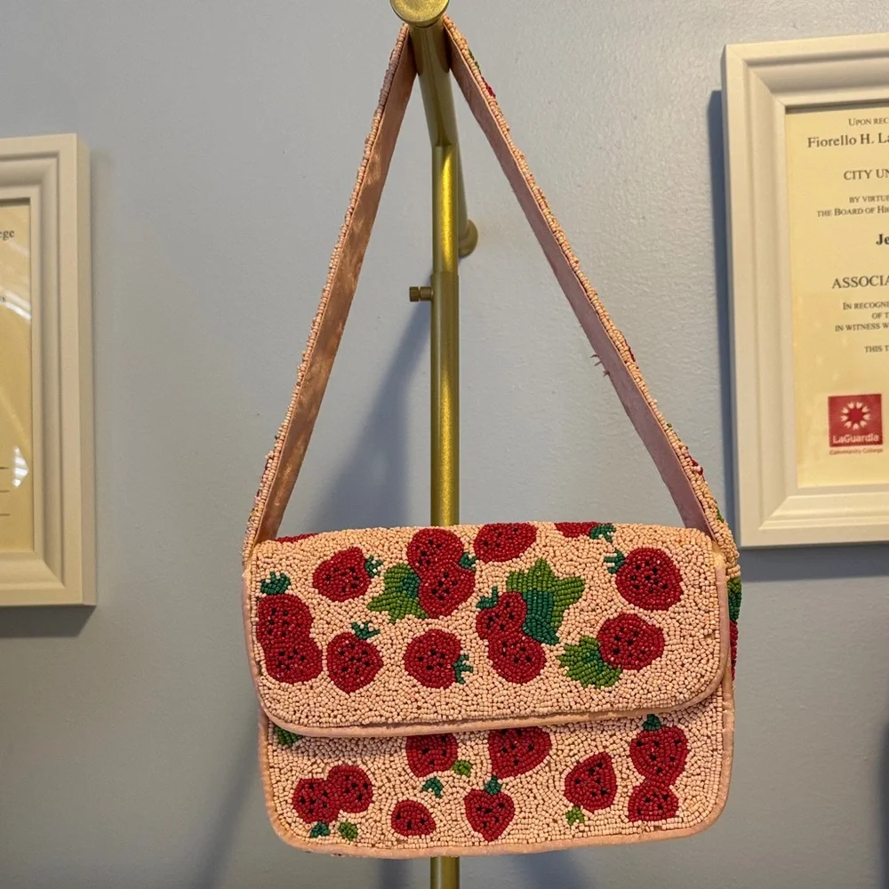 Sincerely Jules Pink Strawberry Shoulder Bag - Picture 1 of 5